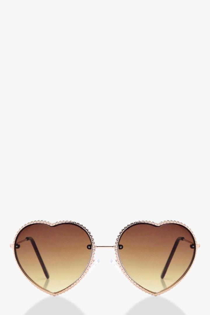 Boohoo Honey Heart Shaped Sunglasses Gold