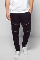 Boohoo Skinny Fit Biker Joggers With Rips And Zips