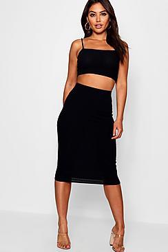 Boohoo Square Neck Strappy Midi Skirt Co-ord Set