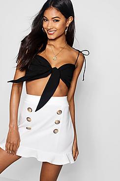 Boohoo Mock Horn Ruffle Detail Skirt