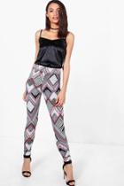 Boohoo Laurie Geo Stretch Skinny Trousers Multi