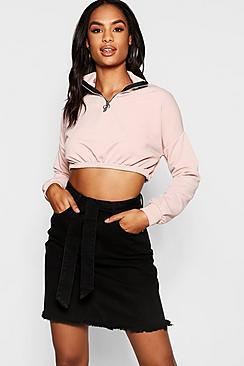 Boohoo Tall Tie Waist Denim Skirt