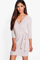 Boohoo Emily Wrap Tie Front Dress
