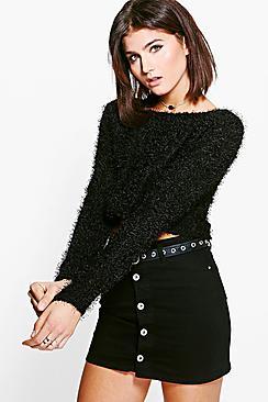 Boohoo Anna Fluffy Knit Cropped Jumper