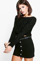 Boohoo Anna Fluffy Knit Cropped Jumper