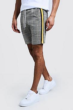 Boohoo Houndstooth Check Taped Mid Length Short