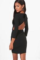 Boohoo Kendra Curved Back Button Bodycon Dress