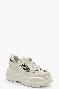 Boohoo Snake Panel Chunky Platform Trainers