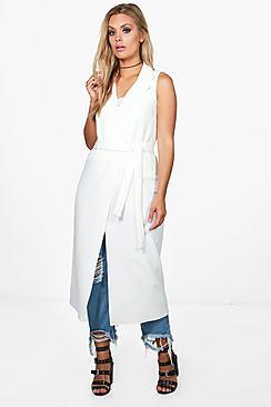 Boohoo Plus Sleeveless Tie Waist Duster