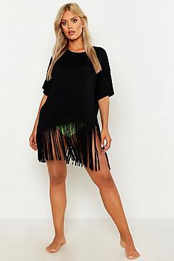 Boohoo Plus Tassel Beach Dress