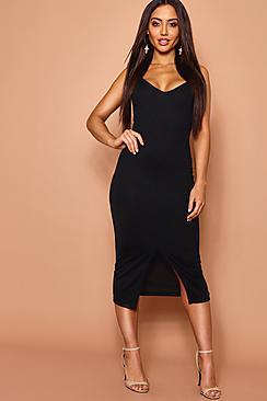 Boohoo Strappy Front Split Midaxi Dress