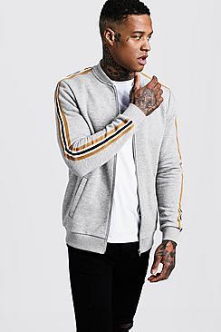 Boohoo Tape Detail Fleece Bomber Jacket