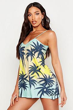 Boohoo Palm Tree Beach Playsuit