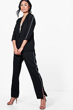 Boohoo Brooke Stripe Detail Tailored Wide Leg Jogger