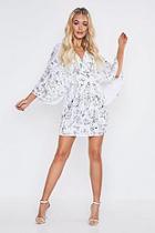 Boohoo Premium Hand Embellished Kimono Sleeve Dress