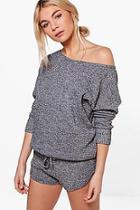 Boohoo Evie Slash Neck Jumper & Short Lounge Co-ord