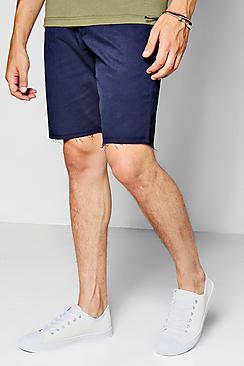 Boohoo Navy Raw Edge Skinny Fit Short