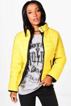 Boohoo Lily Quilted Contrast Panel Jacket Mustard