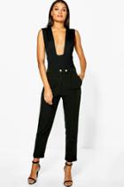 Boohoo Xia Turn Up Pocket Side Ankle Grazer Trousers Black