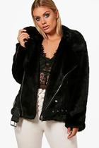 Boohoo Plus Izzy Fur And Pu Trim Aviator Jacket