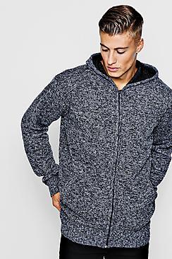 Boohoo Twist Knit Zip Through Hoodie
