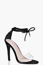 Boohoo Ivy Clear Strap Ankle Wrap Two Part Heels Black