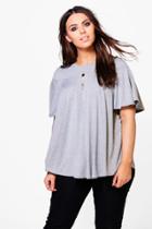 Boohoo Plus Hayley Ruffle T Shirt Grey