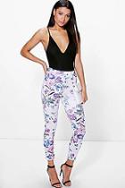 Boohoo Sofia Floral Digital Print Skinny Trousers