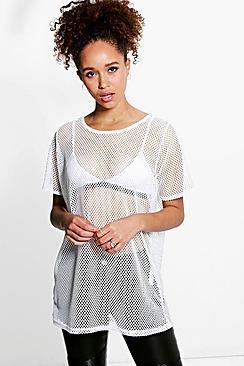 Boohoo Lara Mesh Oversized Boxy Tee