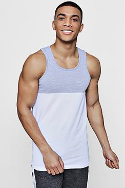 Boohoo Muscle Fit Racer Back Vest With Contrast Yoke