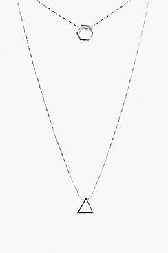 Boohoo Multi Layer Geo Charm Necklace