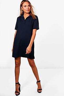 Boohoo Elizabeth Button Up Collared Shift Dress