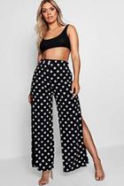 Boohoo Plus Grace Spotted Wide Leg Split Trouser