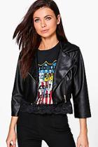 Boohoo Rebecca Cropped Pu Biker Jacket