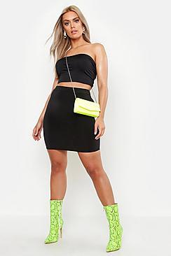 Boohoo Plus Double Layer Slinky Neon Mini Skirt