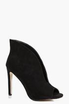 Boohoo Eva V Front Peep Toe Eyelet Suedette Shoe Boot