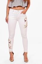 Boohoo Petite Laurie Embroidered Skinny Jean