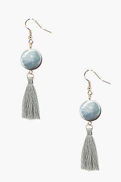 Boohoo Kady Stone Disc Tassel Earrings
