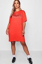 Boohoo Plus Steph Xoxo Paris T Shirt Dress