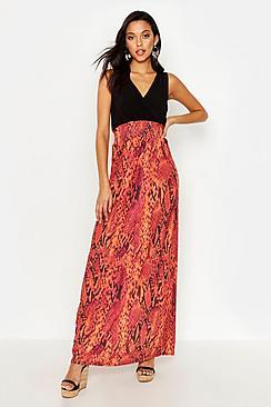 Boohoo Tall Snake Print Maxi Dress