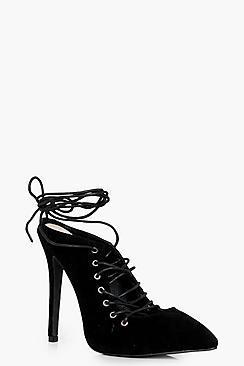 Boohoo Mollie Pointed Toe Ghillie Heel Open Back