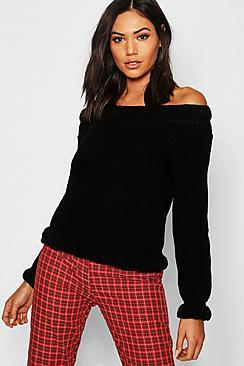 Boohoo Bardot Off Shoulder Knitted Jumper