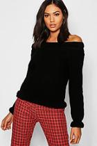 Boohoo Bardot Off Shoulder Knitted Jumper