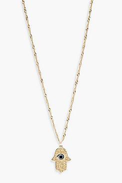 Boohoo Hamsa Hand Twist Chain Necklace
