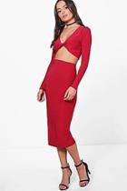 Boohoo Wanda Twist Crop & Slinky Midi Skirt Co-ord