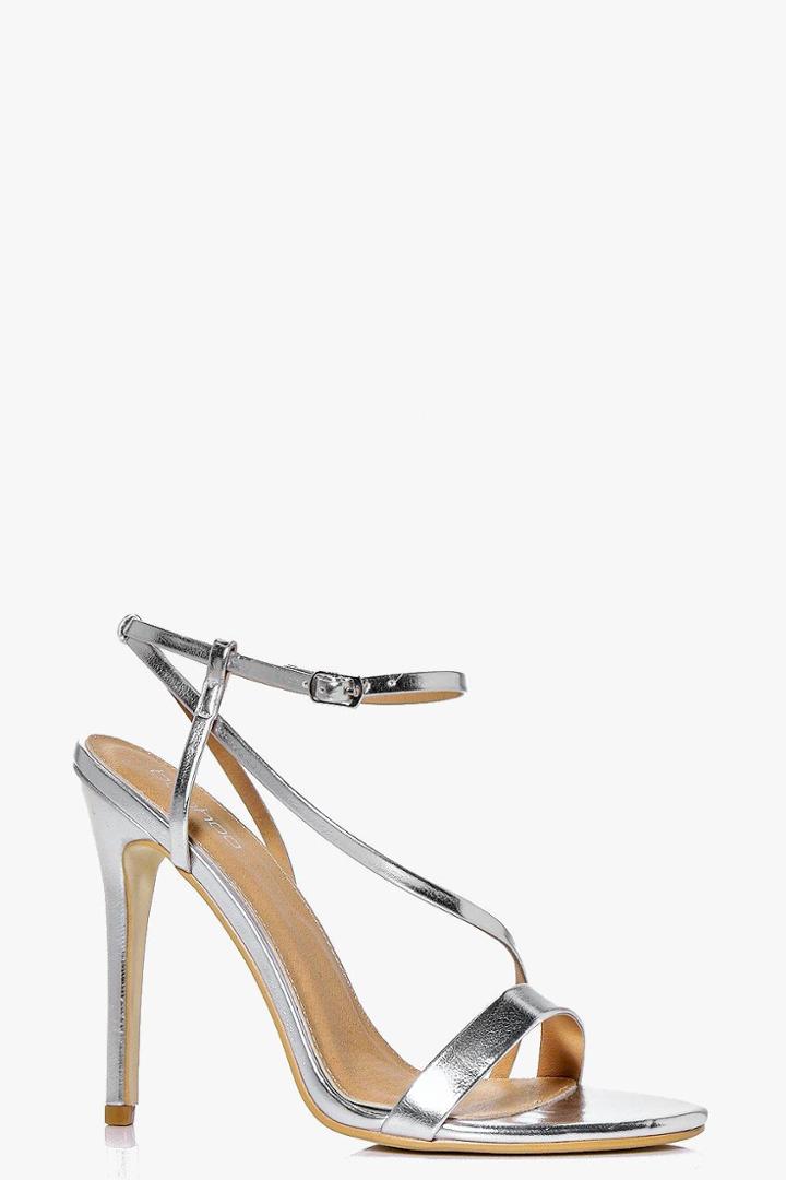 Boohoo Heidi Open Back Two Part Sandal Silver