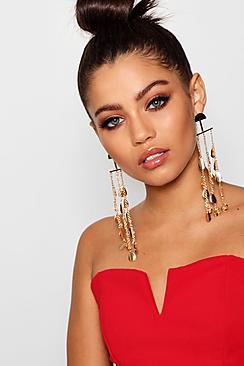 Boohoo Faith Waterfall Chain Statement Earrings