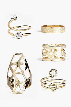 Boohoo Annabel Spiral Mixed Ring Set