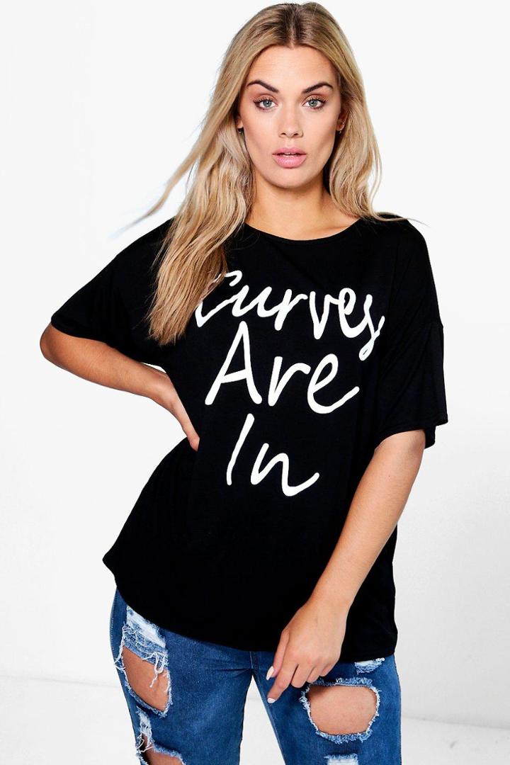 Boohoo Plus Kelly Slogan Tee Black