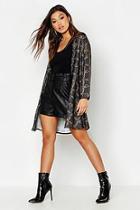 Boohoo Chain Print Belted Wrap Kimono